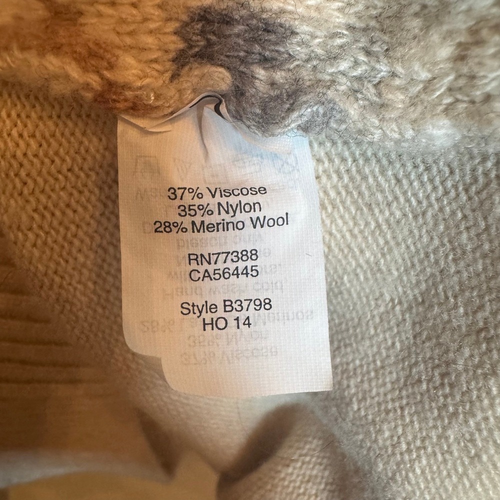 J.Crew Womens Tan Merino Wool Blend Fair Isle Crewneck Sweater B3798 Small - Picture 4 of 5